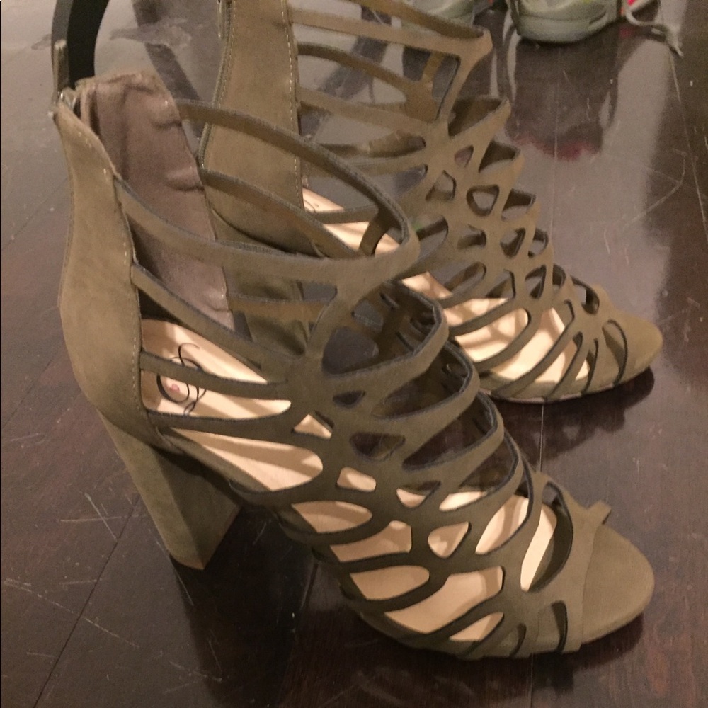 Olive Green Gladiator Sandal with Heel